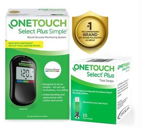 One Touch Select Plus Simple Glucometer For To Measure Blood Glucose