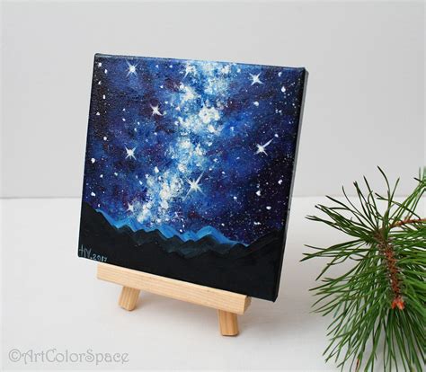 Milky Way Painting Night Sky Oil Painting On Canvas Starry Sky Etsy