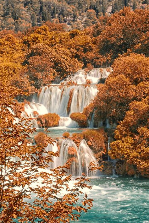 Croatia Waterfall Beautiful Waterfalls Autumn Scenery