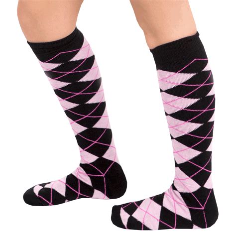 Blacklight Pink Argyle Socks Argyle Socks Pink Knee High Socks