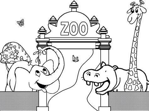 Simple Zoo Coloring Page