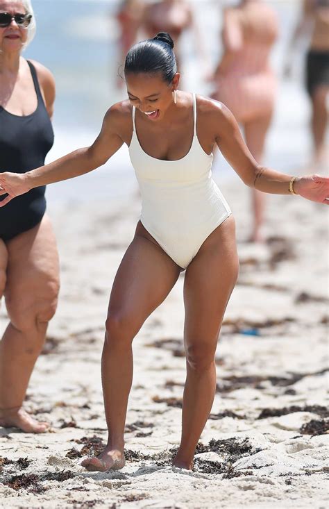 Karrueche Tran In A White Swimsuit On The Beach In Miami Celeb Donut