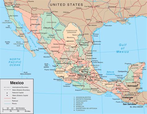 Detailed Administrative And Road Map Of Mexico Mexico Detailed