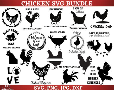 Chicken SVG Bundle Hen SVG Rooster SVG Funny Chicken Svg Crazy