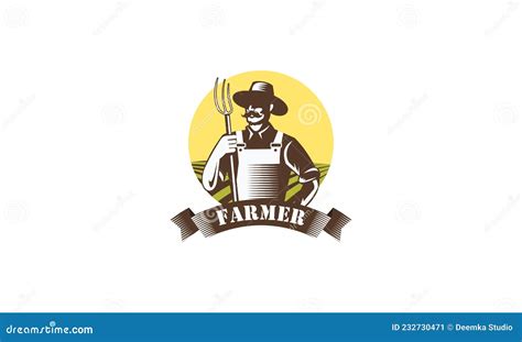 Farm Logo Or Label Agriculture Farmer Logo Stock Vector Illustration