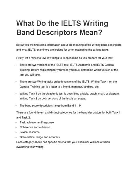 42 What Do The Ielts Writing Band Descriptors Mean Pdf