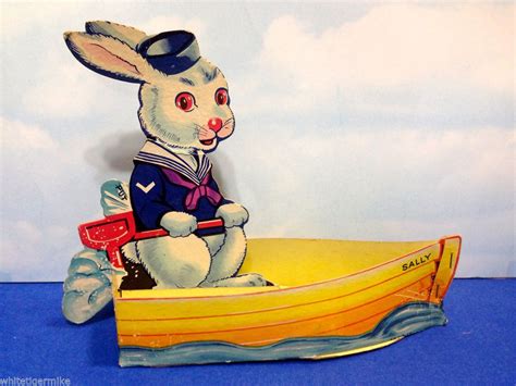 Vintage Easter Sally The Rabbit Sailer Cardboard Toy Gm Co E33
