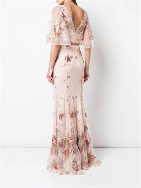 Cape Sleeve Floral Embroidered Mermaid Gown Marchesa Gowns Wedding