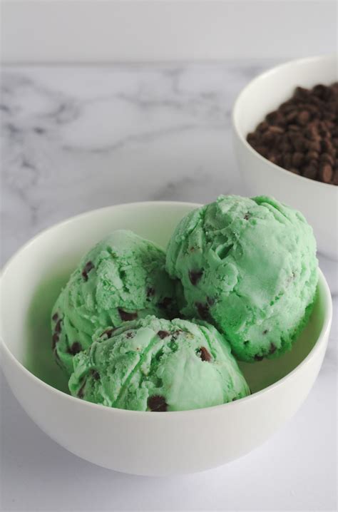 Mint Chocolate Chip Ice Cream In A Bowl