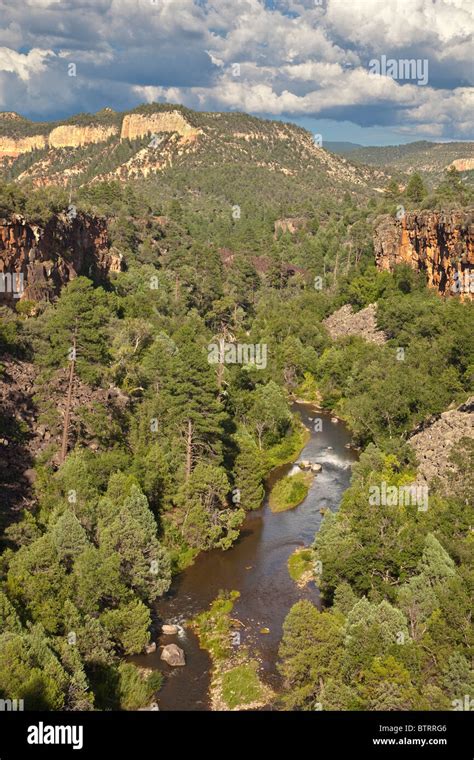 North Fork Of The White River Flows In Canyon On Fort Apache Indian