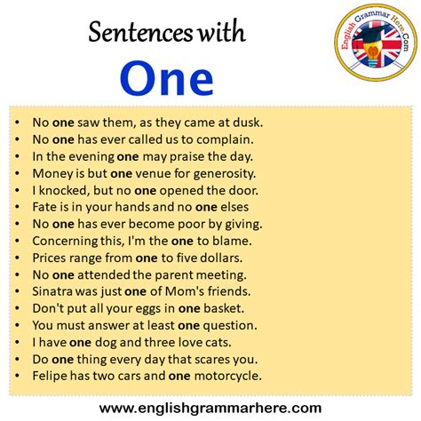 Sentences With One One In A Sentence In English Sentences For One