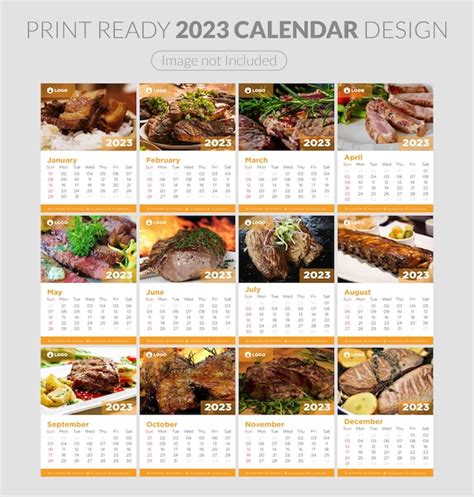 Premium Vector Monthly Horizontal Wall Calendar 2023 Design Template