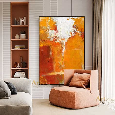 Oversized Abstract Painting Orange Abstract Canvas Art Modern Etsy