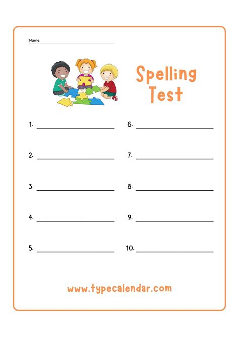 free printable spelling test templates [pdf] 10 15 20 25 words