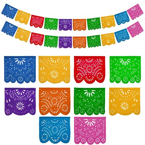 Buy Mexican Party Banners 2 Pack With 10 Multicolor Plastic S Per