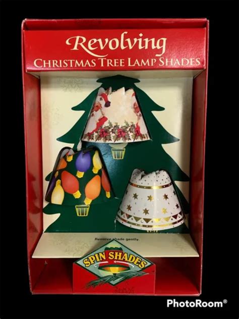 Vintage Revolving Christmas Tree Spin Lamp Shades Santa New Other