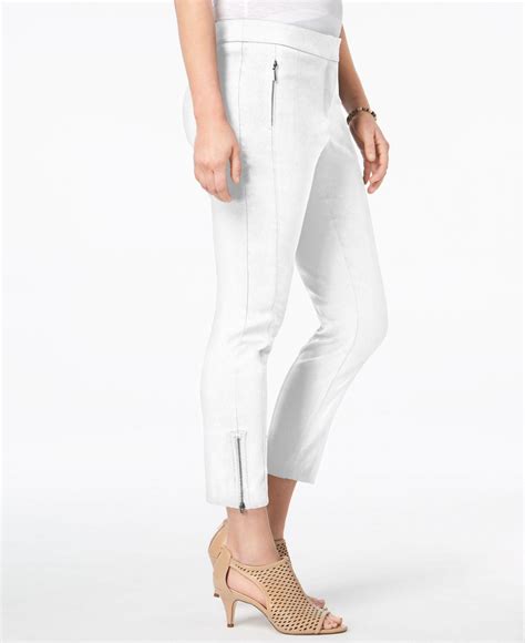 style and co ankle zip skinny pants in bright white white lyst