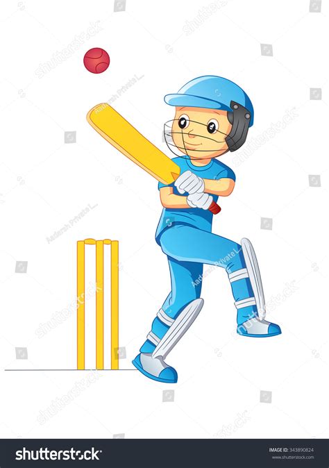 Boy Playing Cricket Stock Illustration 343890824 Shutterstock