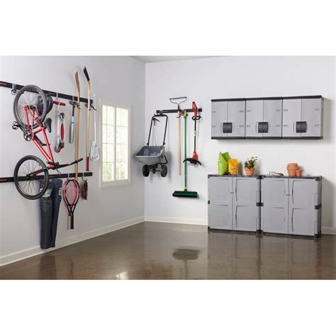 Rubbermaid Plastic Wall Mounted Garage Cabinet In Gray 24 In W X 27 In