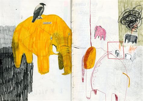 Elephants Grafische Illustratie Schetsboek Illustratie