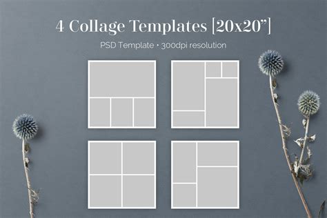 4 20x20 Photo Collage Template Psd Templates And Themes ~ Creative Market