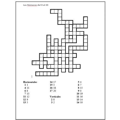 Crucigrama Los Numeros