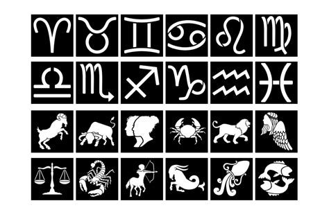 Zodiac Sign Stencil Illustrated Zodiac Sign Stencil Digital Templates