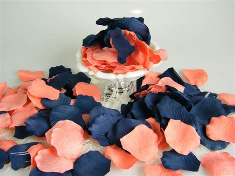 Coral And Blue Rose Petals 200 Artificial Petals Coral And Etsy Coral