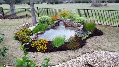 Beautiful water pond in the garden classic round design for fish. ecosystem Koi pond installation-Austin|Central|Texas|TX ...