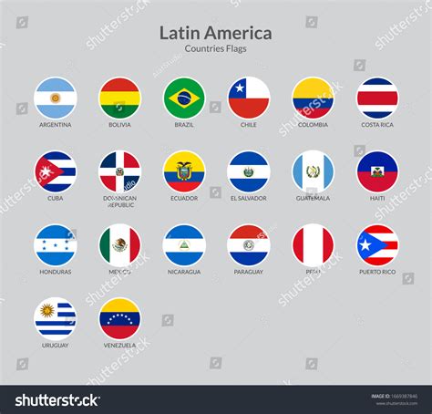 Latin American Countries Flag Icons Collection Stock Vector Royalty