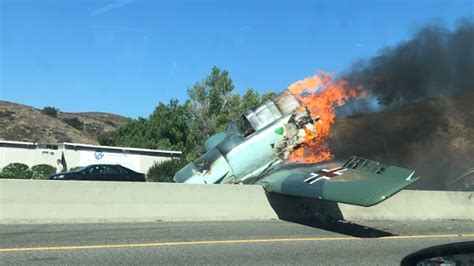 Vintage Plane Crashes On California Highway