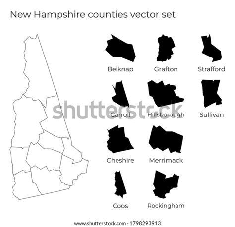 New Hampshire Map Shapes Regions Blank Stock Vector Royalty Free