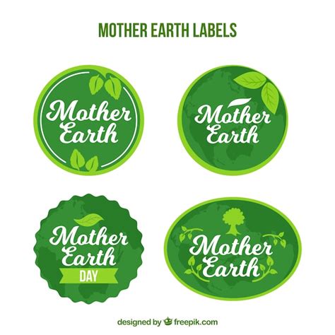 Free Vector Pack Of Green Earth Day Stickers