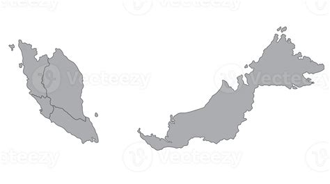 Malaysia Map With Main Regions Map Of Malaysia 33127235 Png