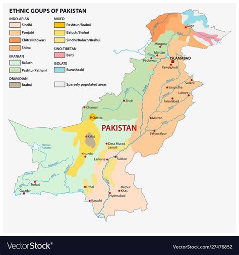 Map Pakistan With Main Ethnic Groups Royalty Free Vector