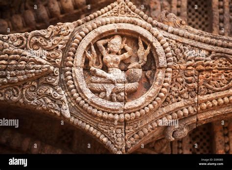 Carving Details Of Statues At A Temple Konark Sun Temple Puri Orissa