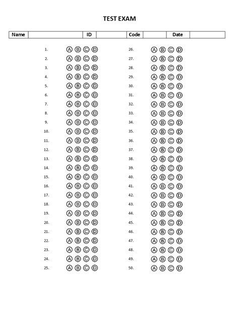Free Multiple Choice Student Exam Template Templates At