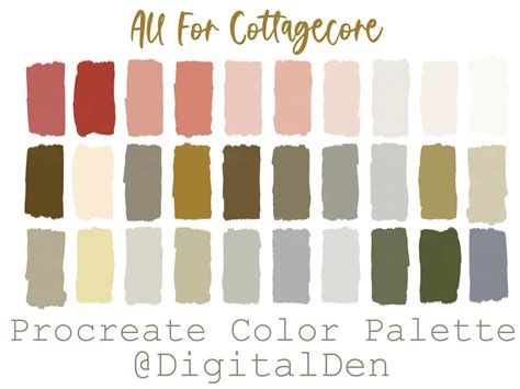 Cottagecore Procreate Color Palette Farmcore Swatches Etsy In 2022