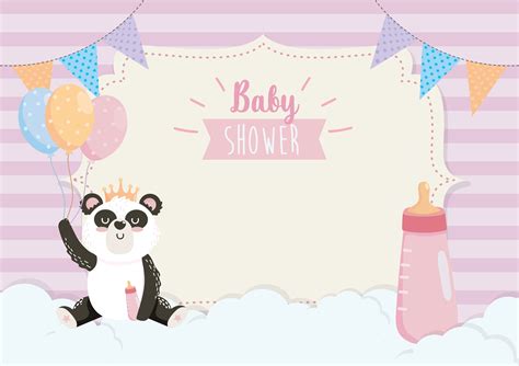 How to make online baby shower invitations Baby shower card with panda with bottle - Download Free ...