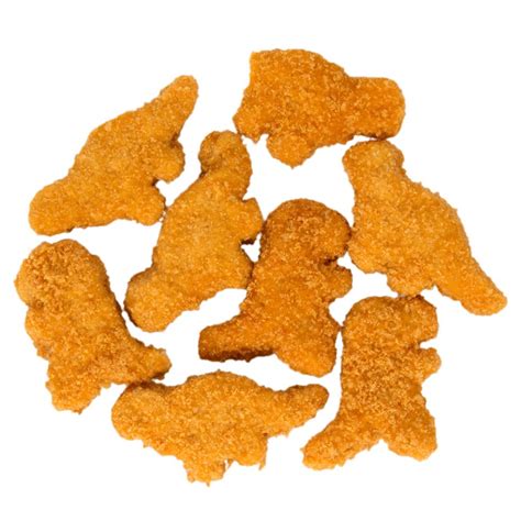They are, in fact, dinosaur shaped golden soft delicious chicken nuggets. Perdue Dinosaur-Shaped Chicken Nuggets in 5 lb. Bags (2/Case)