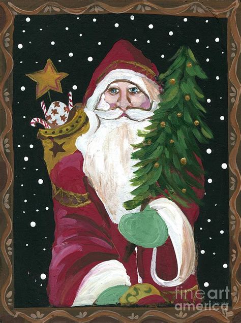 Folk Art Santa Claus With Toy Bag Painting By Follow Themoonart Fine