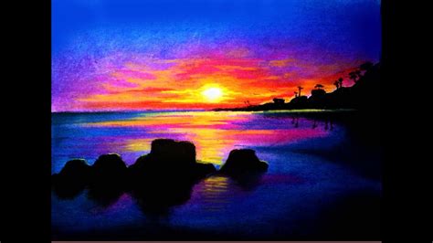 How To Draw Sunrise Scenery With Pastel Landscape Painting With Soft