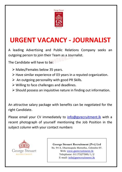 Check spelling or type a new query. Journalist Job Vacancy - The Cover Letter For Teacher