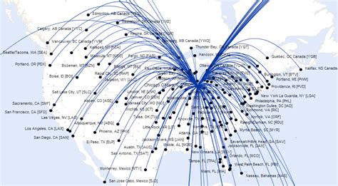 United Airlines Route Map North America From Chicago Ohare