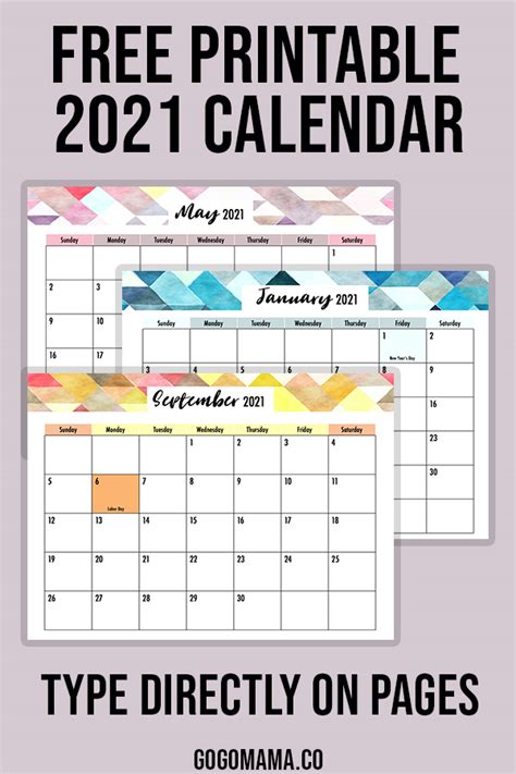 Free Editable 2021 Calendar With Holidays 2021 Calendar Templates And