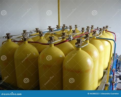 Yellow Compressed Natural Gas Cylinders Stock Photo Image Of Natural