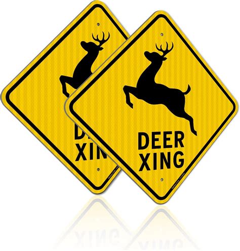 Faittoo Deer Crossing Sign 2 Pack 18 X 18 Deer Xing
