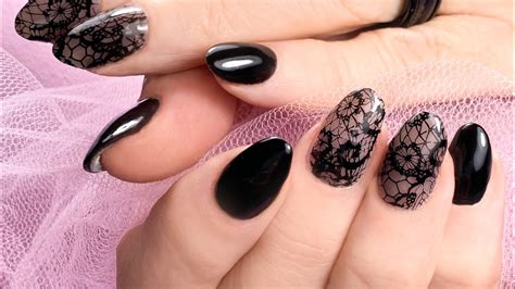 Stamping Nail Art Black Lace Youtube