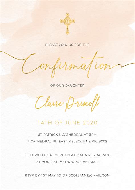 Rosey Flat Foil Confirmation Invitations
