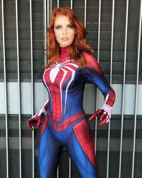 Ps4 Spider Woman Jumpsuit Cosplay Costume Spider Girl Bodysuit